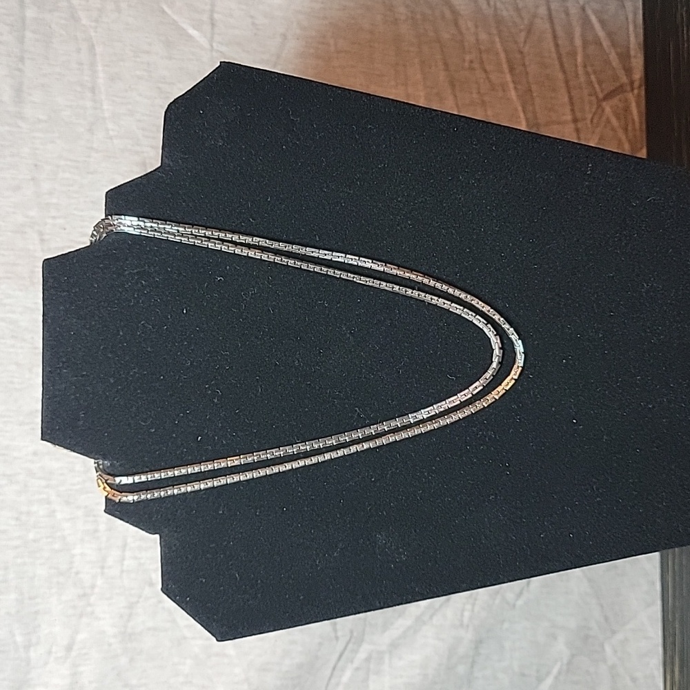 Layered Box Chain Silver Tone Necklace